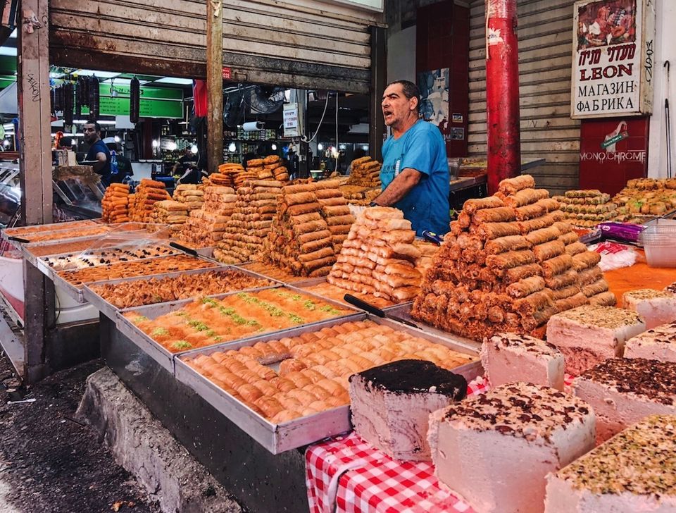 Baklava for sale at the Carmel Market